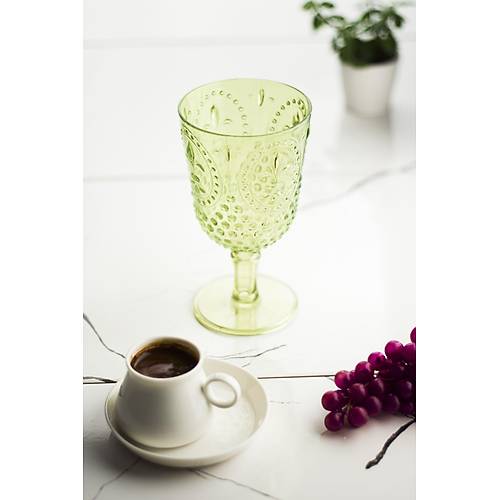 Akrilik Ye�il Tekli Kadeh & Su Me�rubat Kahve Yan� Barda�� 450 ml ( Cam De�ildir )