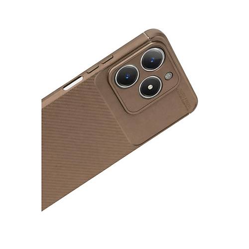 Realme C61 K�l�f Auto Focus Karbon Kapak - Kahverengi