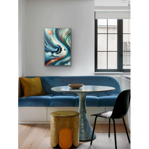 Turuncu Ye�il Mavi Soyut Kanvas Tablo 70x100cm