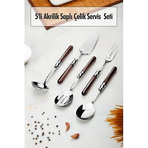 5 Par�a Platin Servis Seti & Servis Sunum Seti F�me ( Kep�e / Kevgir / S�patula / �atal / Ka��k )