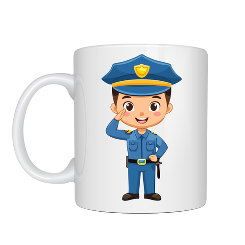 Polis Temal� Porselen Kupa MODEL 161 � Sevimli Polis Karakter Bask�l� Kahve Kupas� � Polis Meslek Hediyesi � Dayan�kl� Porselen Kahve Bardak
