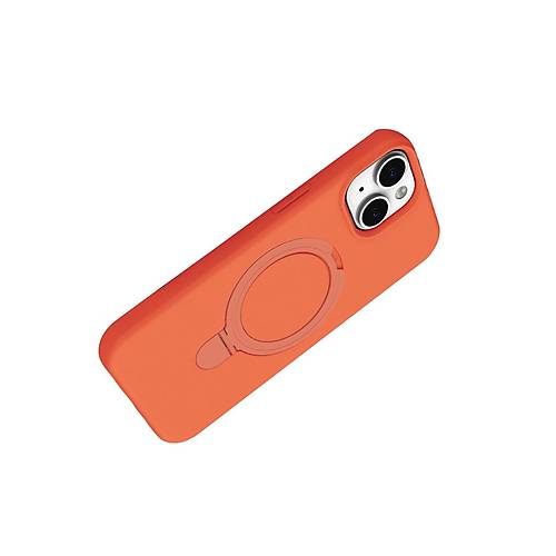 iPhone 15 Regal Magsafe Standl� Kapak - Turuncu