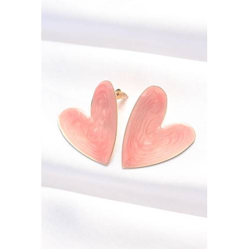 G�l Kurusu Renk Mineli Kalp K�pe