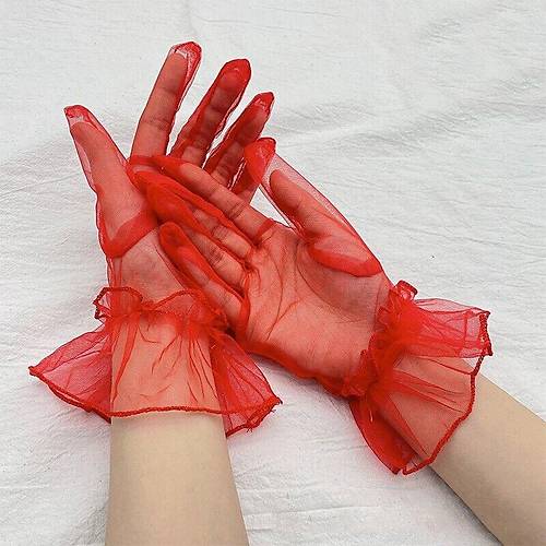 K�sa Boy Likral� G�p�rl� Yeti�kin T�l Eldiven K�rm�z� Renk