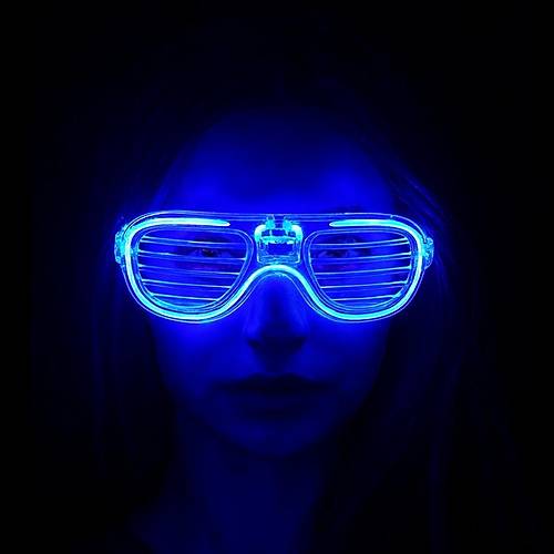 Mavi Led I��kl� Parti G�zl��� - Neon Glow �erit G�zl�k 3 Modlu