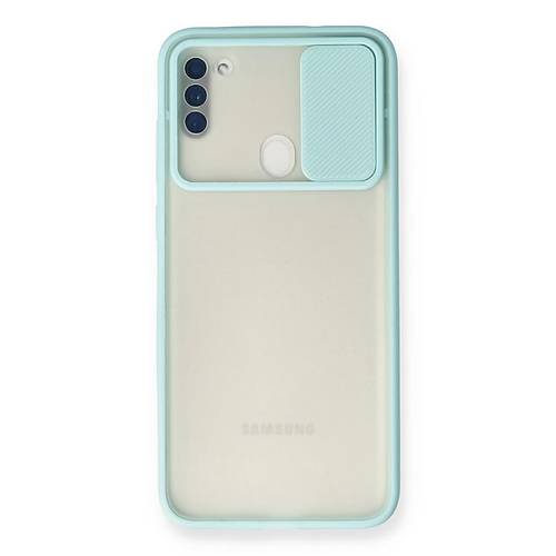 Galaxy A11 K�l�f Palm Buzlu Kamera S�rg�l� Silikon - Turkuaz