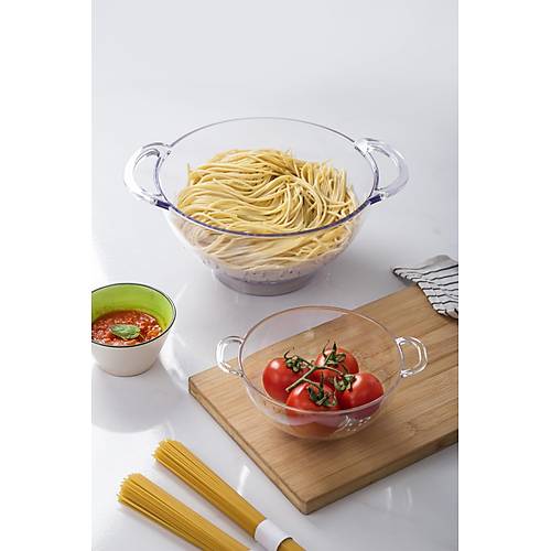 Akrilik �effaf 2 Li S�zge� Seti ( Makarna & Pirin� S�zgeci )