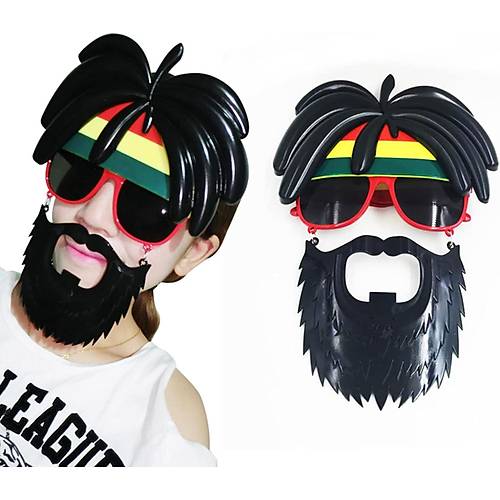 Rasta Peruklu Rasta Sakall� Bob Marley B�y�kl� Parti G�zl��� 27x18 cm