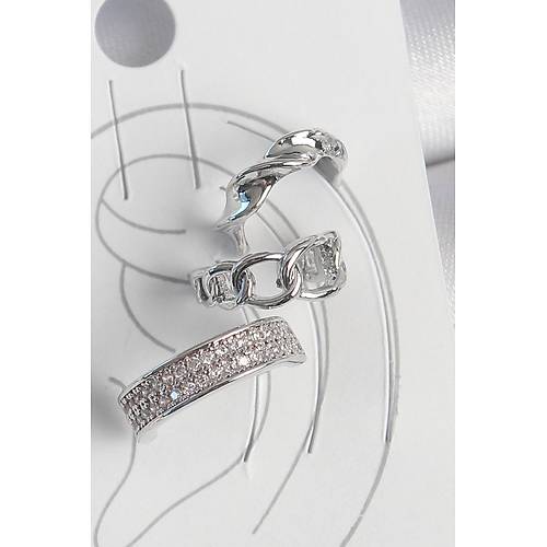 Pirin� G�m�� Renk Zirkon Ta�l� 3'L� Zincir Sarmal Model Kad�n K�k�rdak K�pe