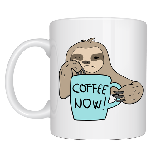 Tembel Hayvan Coffee Now Bask�l� Porselen Kupa MODEL 197 � E�lenceli Kahve Kupas� � Ofis ve Ev Kullan�m� ��in Sevimli Tasar�m Kupa Bardak