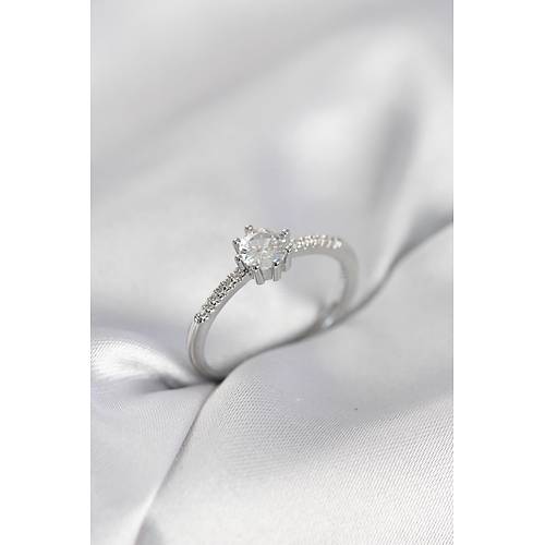 Tek Ta� Model G�m�� Renk Zirkon Ta�l� Kad�n Y�z�k