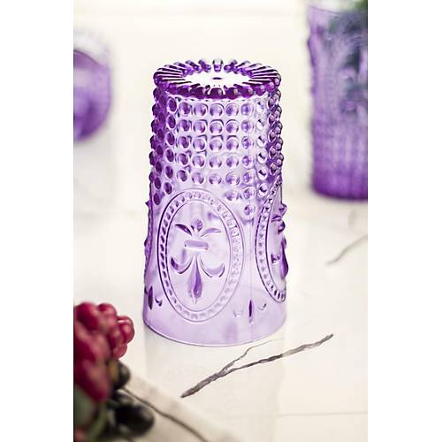 Akrilik Mor Tekli Uzun Bardak & Su Me�rubat Barda�� 750 ml ( B�y�k Boy & Cam De�ildir )