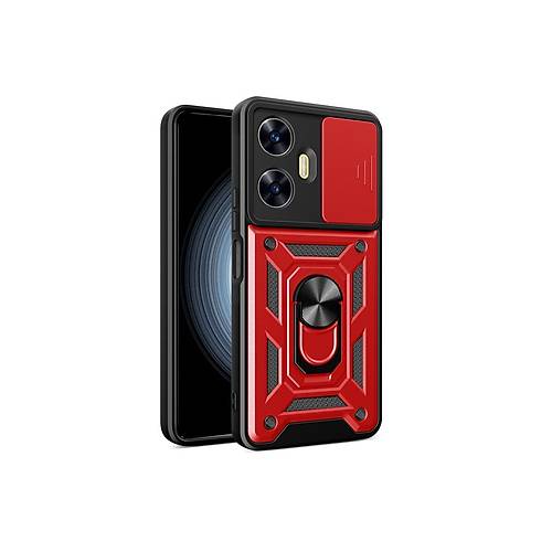 Realme C55 K�l�f Pars Lens Y�z�kl� Silikon - K�rm�z�