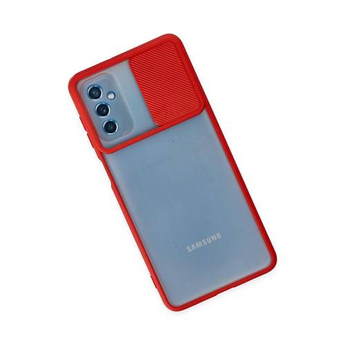 Galaxy M52 5G K�l�f Palm Buzlu Kamera S�rg�l� Silikon - K�rm�z�