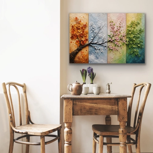 4 Mevsim A�a� Kanvas Tablo 40X60 CM