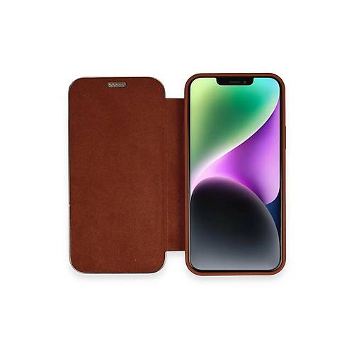 iPhone 12 K�l�f Dolpin Kapakl� - Kahverengi