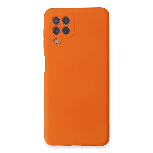 Galaxy A22 K�l�f Nano i�i Kadife Silikon - Turuncu