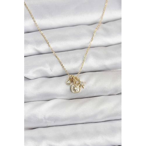 Pirin� Gold Renk Minimal Charml� Kad�n Kolye