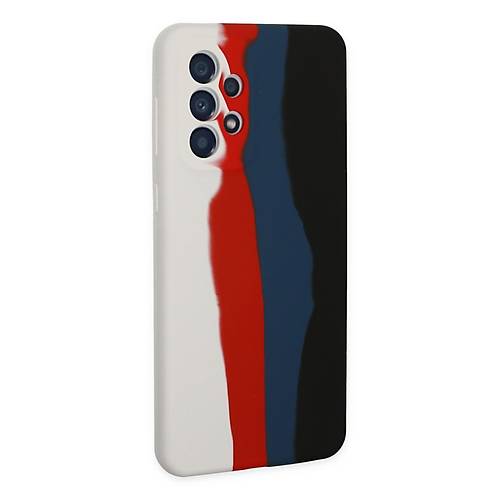 Galaxy A73 5G K�l�f Ebruli Lansman Silikon - Beyaz-Siyah