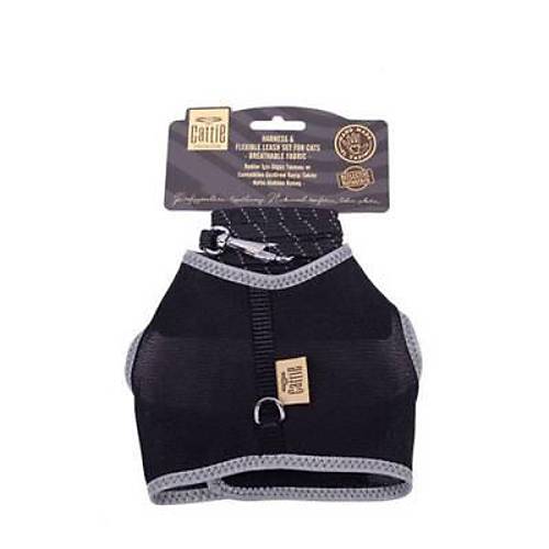 Haval� Dokuma Kedi G���s ve Gezdirme Tasmas� Large Siyah 1,5x-30-40 Cm