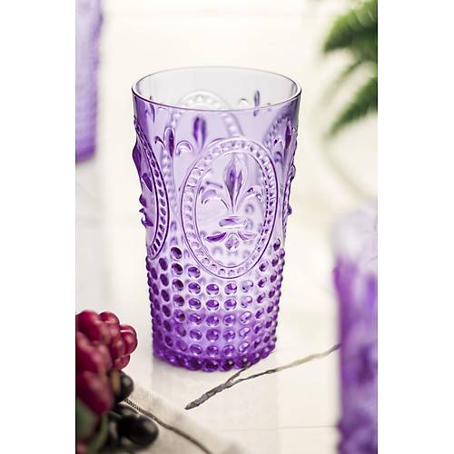 Akrilik Mor Tekli Uzun Bardak & Su Me�rubat Barda�� 750 ml ( B�y�k Boy & Cam De�ildir )