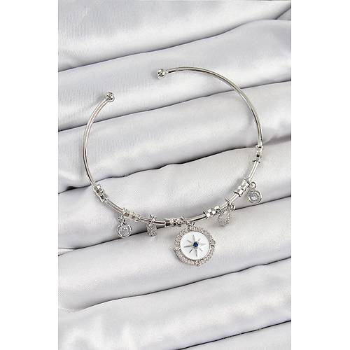 Pirin� Zirkon Ta�l� Pusula Model G�m�� Renk Charm Bileklik