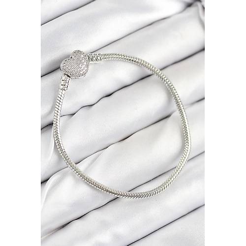 Pirin� Charm Zirkon Ta�l� Kalp Model G�m�� Renk Kad�n Bileklik