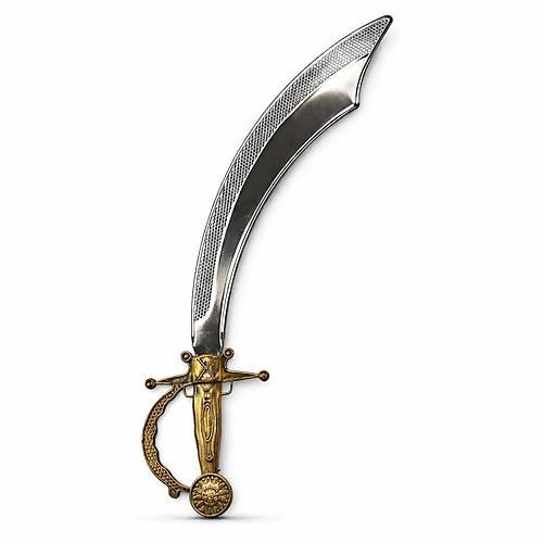 Parlak Metal G�r�n�ml� Eskitme Kabzal� Plastik Korsan K�l�c� 45 cm