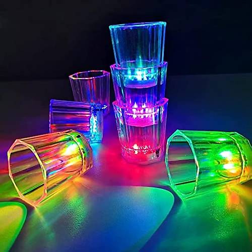 Renkli Led Parlayan Fiber Optik Glow I��kl� Bardak 5,5 x 5,5 cm 1 Adet