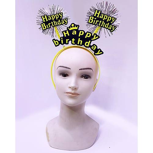 Happy Birthday P�sk�ll� Neon Sar� Renk Do�um G�n� Tac� 22x19 cm