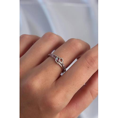 Pirin� G�m�� Renk Renkli Zirkon Ta�l� Ayarlamal� Y�z�k