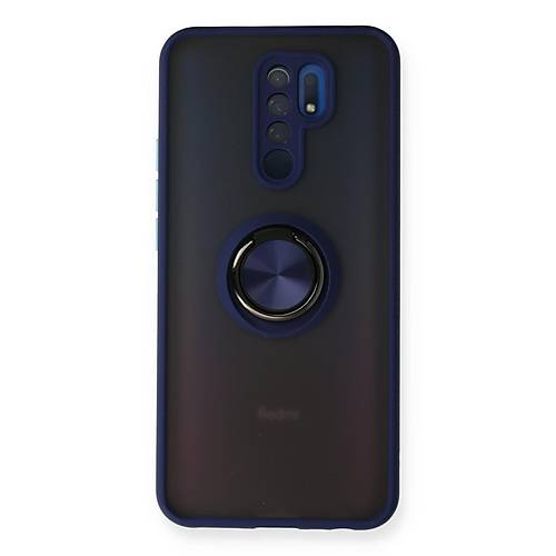 Redmi 9 K�l�f Montreal Y�z�kl� Silikon Kapak - Lacivert