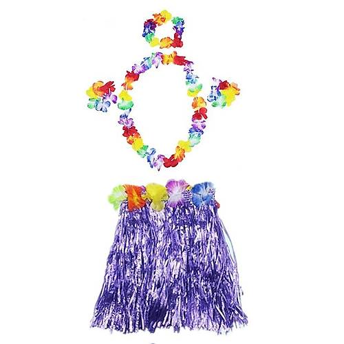 Luau Aloha Hawaii Kolye Etek Ta� ve Bileklik Seti Mor
