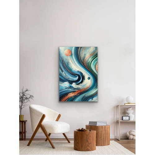 Turuncu Ye�il Mavi Soyut Kanvas Tablo 70x100cm