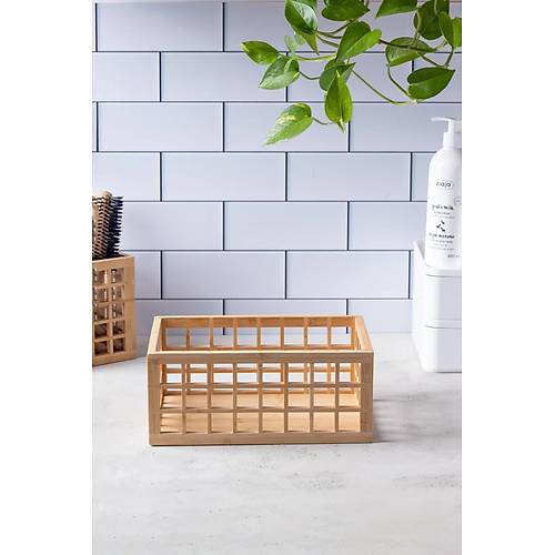 Bambu Organizer B�y�k Dolap ��i D�zenleyici Sepet 18x26 cm
