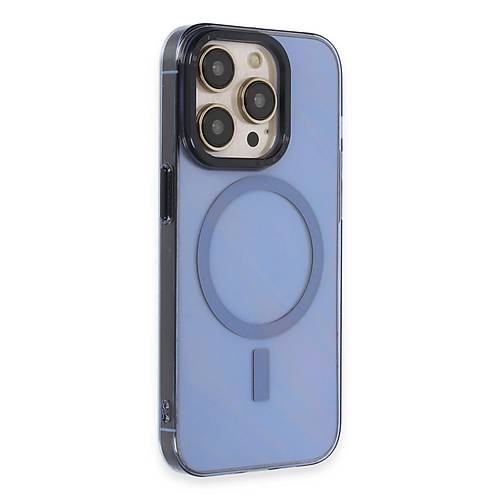 iPhone 14 Pro Max K�l�f Anka PC Magneticsafe Sert Metal Kapak - Sierra Blue