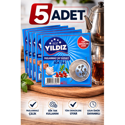 5 Adet Paslanmaz �elik �aydanl�k Demlik S�zgeci S�k Tak �ay S�zgeci T�m Demliklere Uyumlu �aydanl�k Filtresi