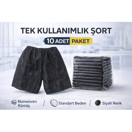 Tek Kullan�ml�k �ort 10 Adet Nonwoven Kuma� Siyah Standart Beden