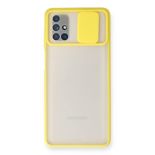 Galaxy M51 K�l�f Palm Buzlu Kamera S�rg�l� Silikon - Sar�