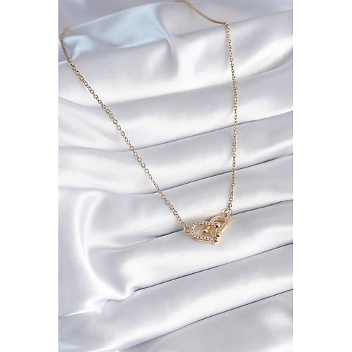 316L �elik Gold Renk Zirkon Ta�l� Model Kad�n Kolye