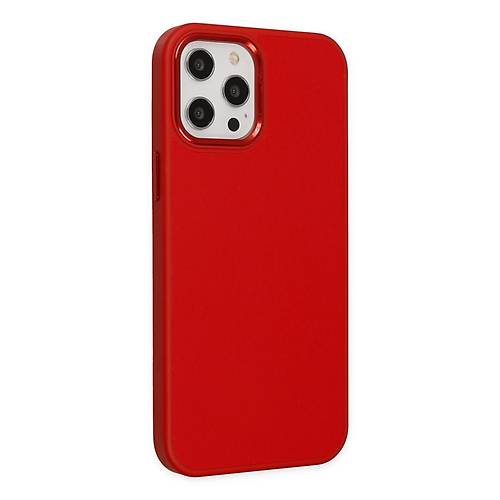 iPhone 12 Pro Max K�l�f Asya Deri Silikon - K�rm�z�