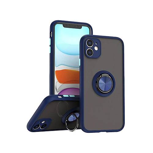 iPhone 11 K�l�f Montreal Y�z�kl� Silikon Kapak - Lacivert