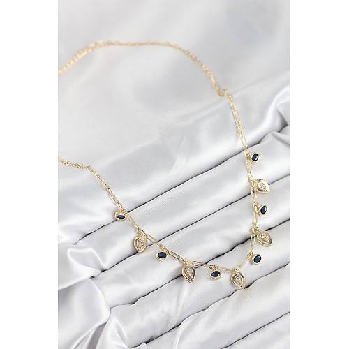 Pirin� Zirkon Ta�l� Sallant�l� Damla Model Gold Renk Kad�n Kolye