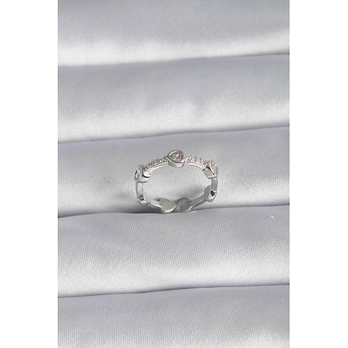 Pirin� G�m�� Renk Kalp Model Zirkon Ta� Detay Kad�n Y�z�k