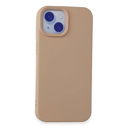 iPhone 15 K�l�f Nano i�i Kadife Silikon - Pudra