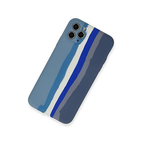 iPhone 11 Pro K�l�f Ebruli Lansman Silikon - Mavi-Gri