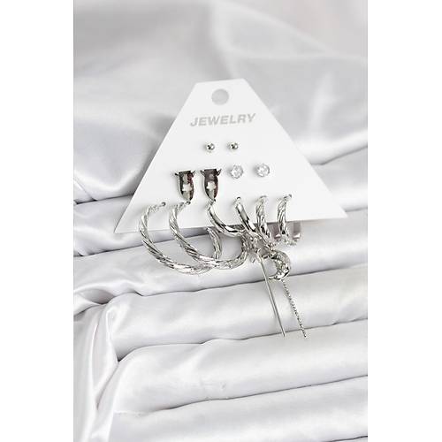 G�m�� Renk Pirin� 6'l� Kad�n K�pe Seti