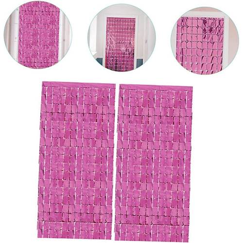Ekstra Metalize Rose Gold Renk Disko Dikd�rtgen Kesim Kap� Perdesi Dekorasyon 1x2 Metre