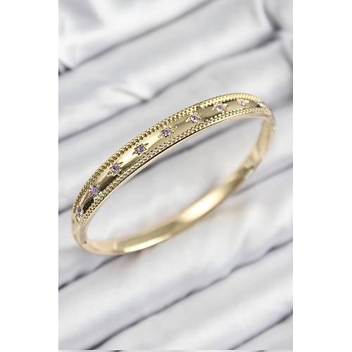 Pirin� Zirkon Ta�l� Kutup Y�ld�z� Model Gold Renk Kad�n Kelep�e