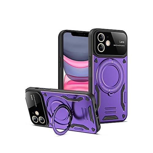 iPhone 11 K�l�f Joy Lens Standl� Kapak - Mor